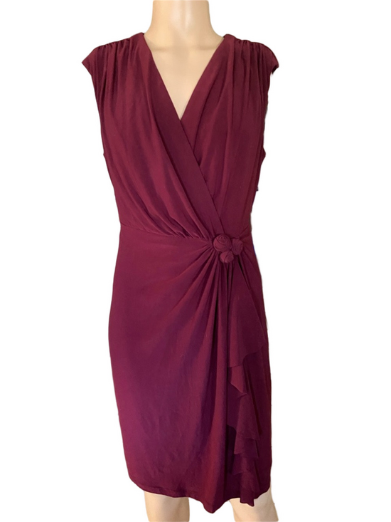 Ronni Nicole Dresses & Skirts - Ronni Nicole Sleeveless Wine Faux-Wrap Midi Dress with Rosette